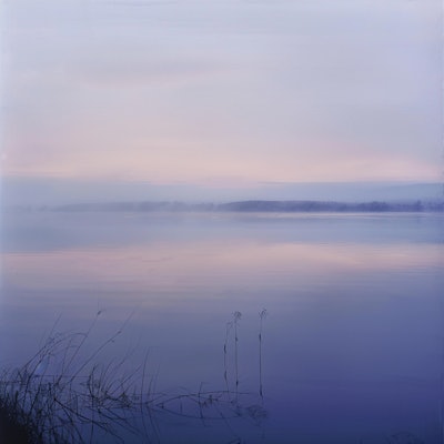Misty Morning Lake Scene - A serene and tranquil lake scene at dawn, with mist gently rolling over the calm water. The soft pastel colors of the sky reflect on the lake, creating a peaceful and ethereal atmosphere.