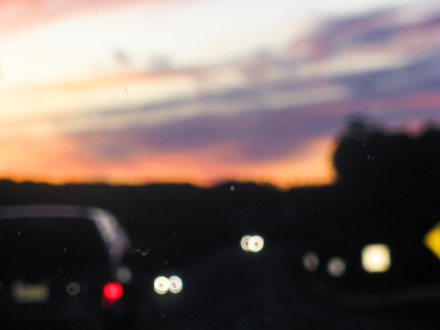 Photo: Blurred Sunset Over Highway