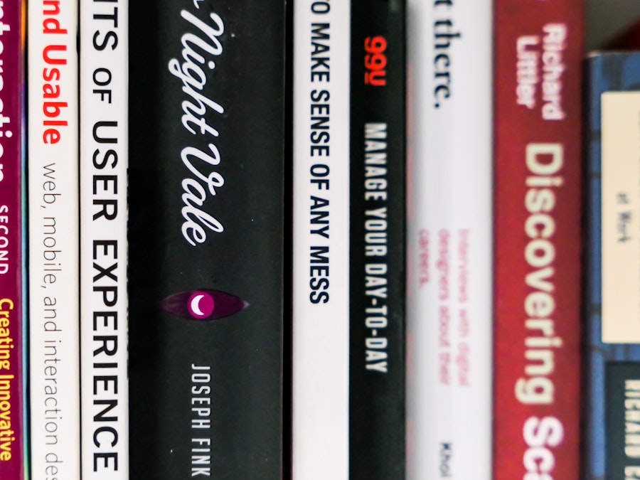 Photo: A group of books on a shelf