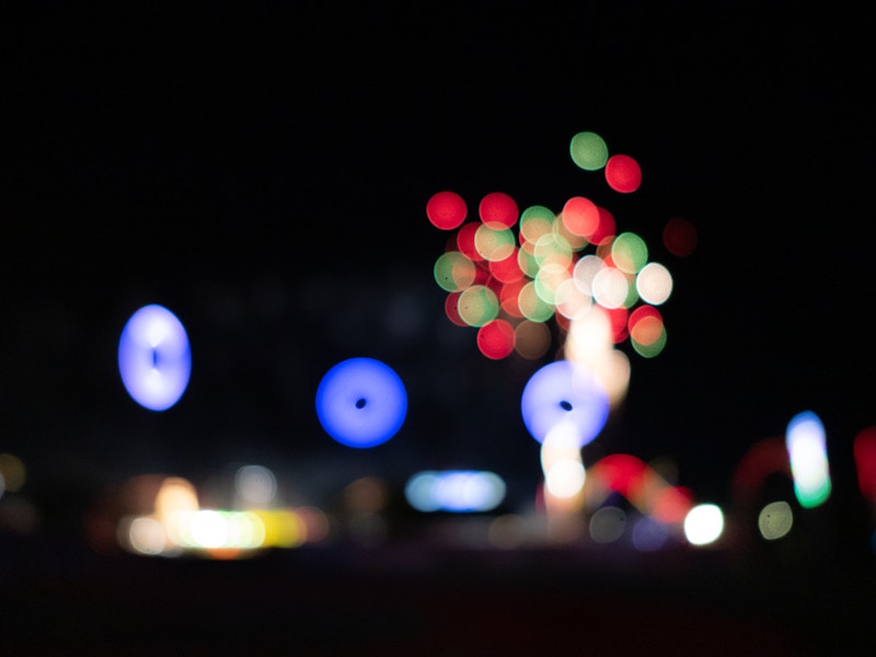 Photo: Blur blurry image of fireworks