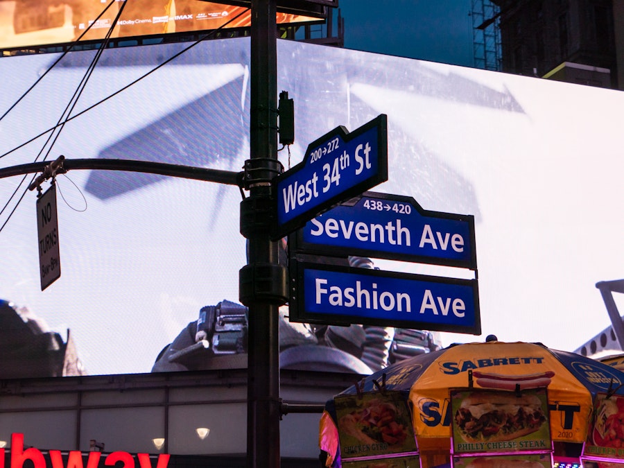 Photo: A street sign on a pole in a city