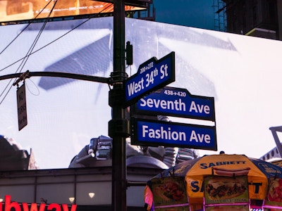 Manhattan Street Signs - A street sign on a pole in a city