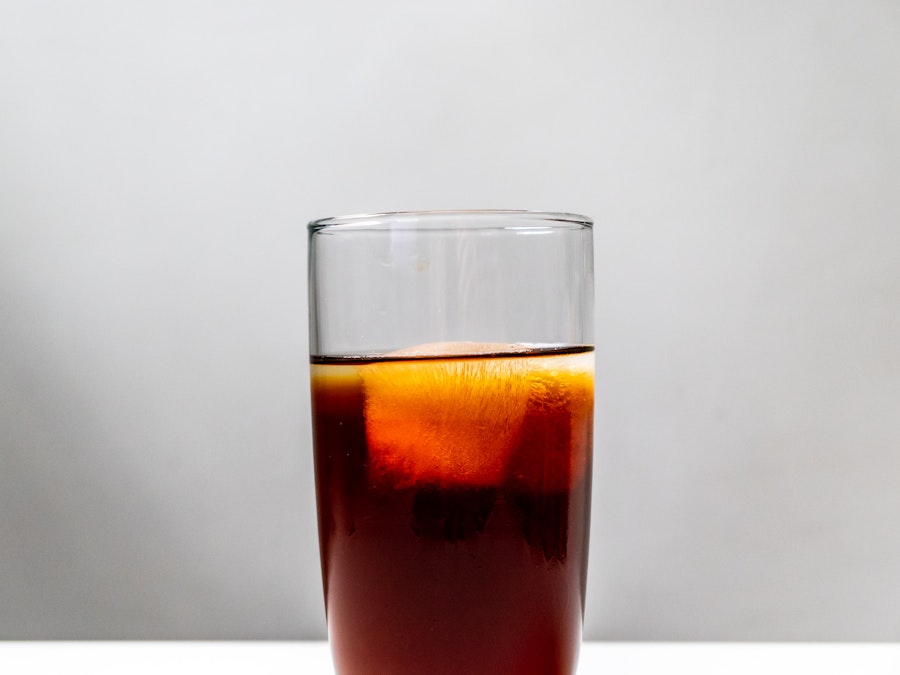 Photo: A glass with cold brew coffee and ice