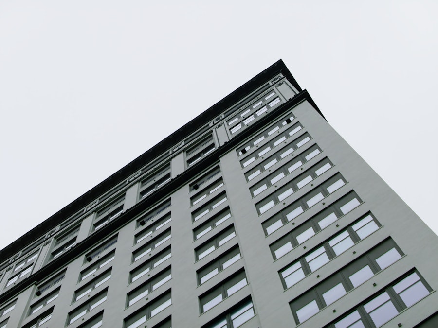 Photo: Low angle view of a tall building