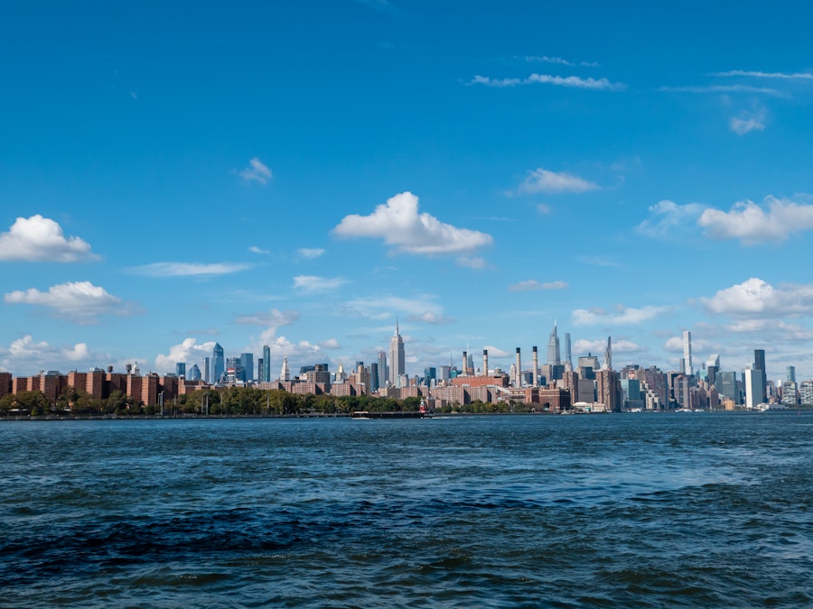 Photo: A city skyline with a body of water