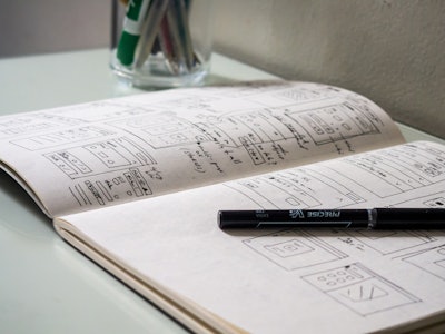 Sketchbook and Pen on Desk - A pen on a sketch book 