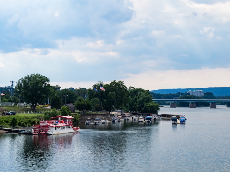 Photo: Dock with Boats and Bridge
