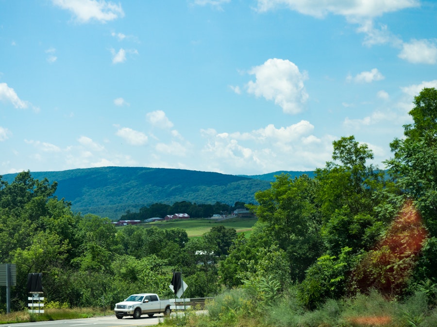 Photo: Landscape with Trees and Mountains