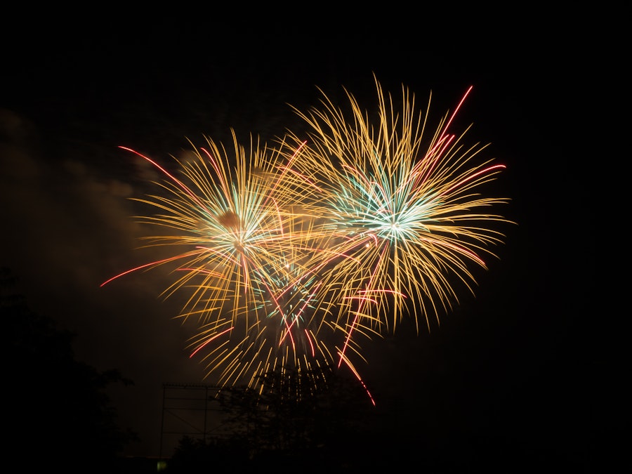 Photo: Orange and White Fireworks