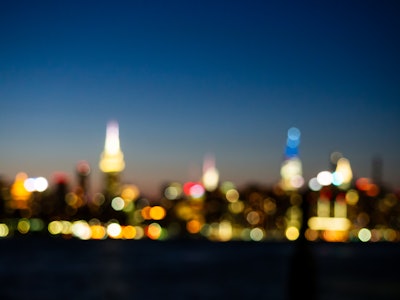 Bokeh City Skyline - A blurry image of a city at night