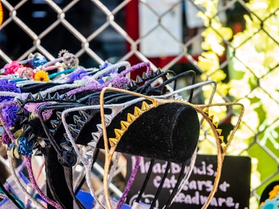 Cat Ear Headbands at Market - A group of headbands on a stand