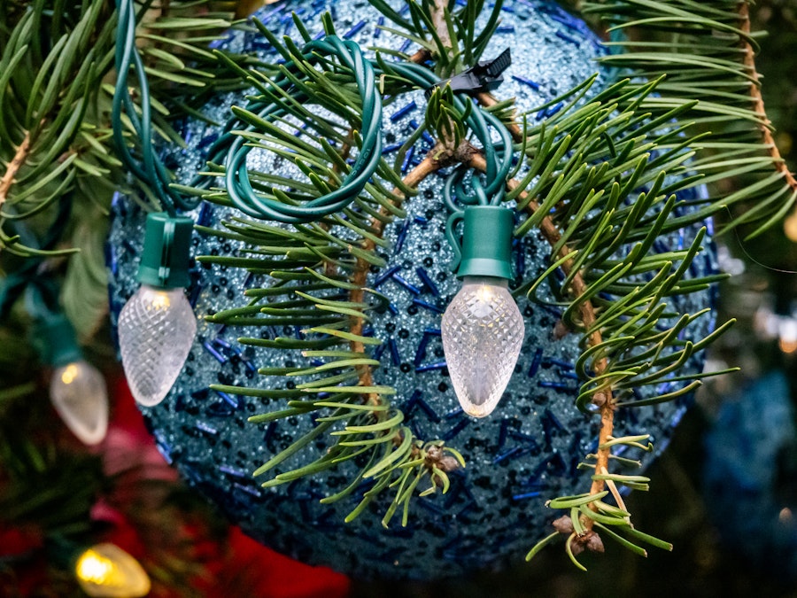 Photo: Christmas tree decoration with lights