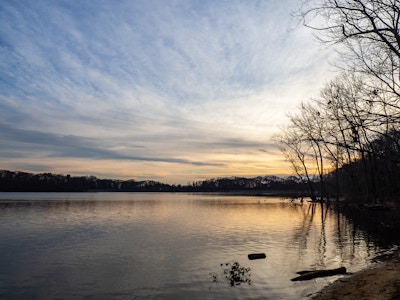 Sunset Over Lake - A body of water with trees during sunset 